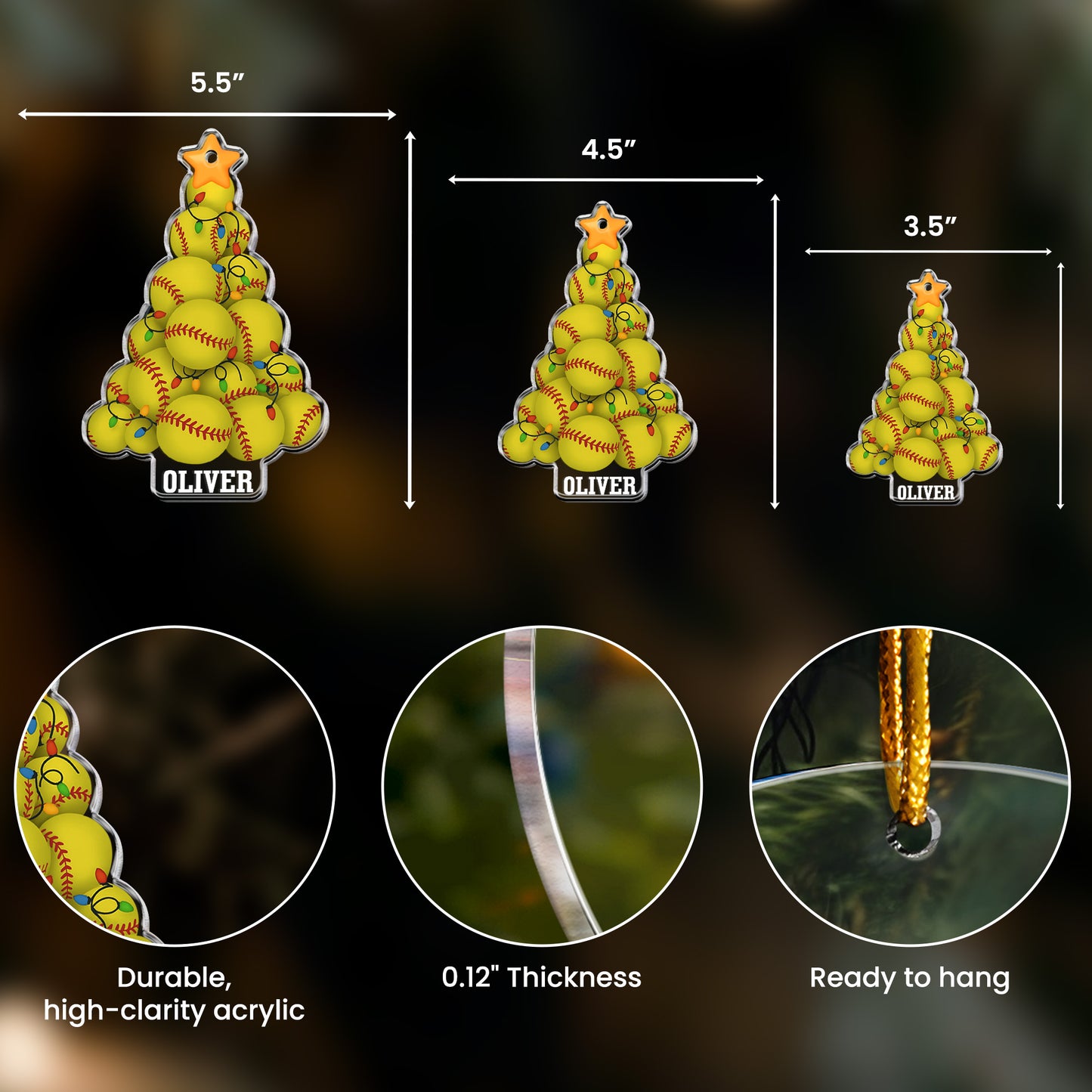 Softball Christmas Tree - Personalized Acrylic Ornament