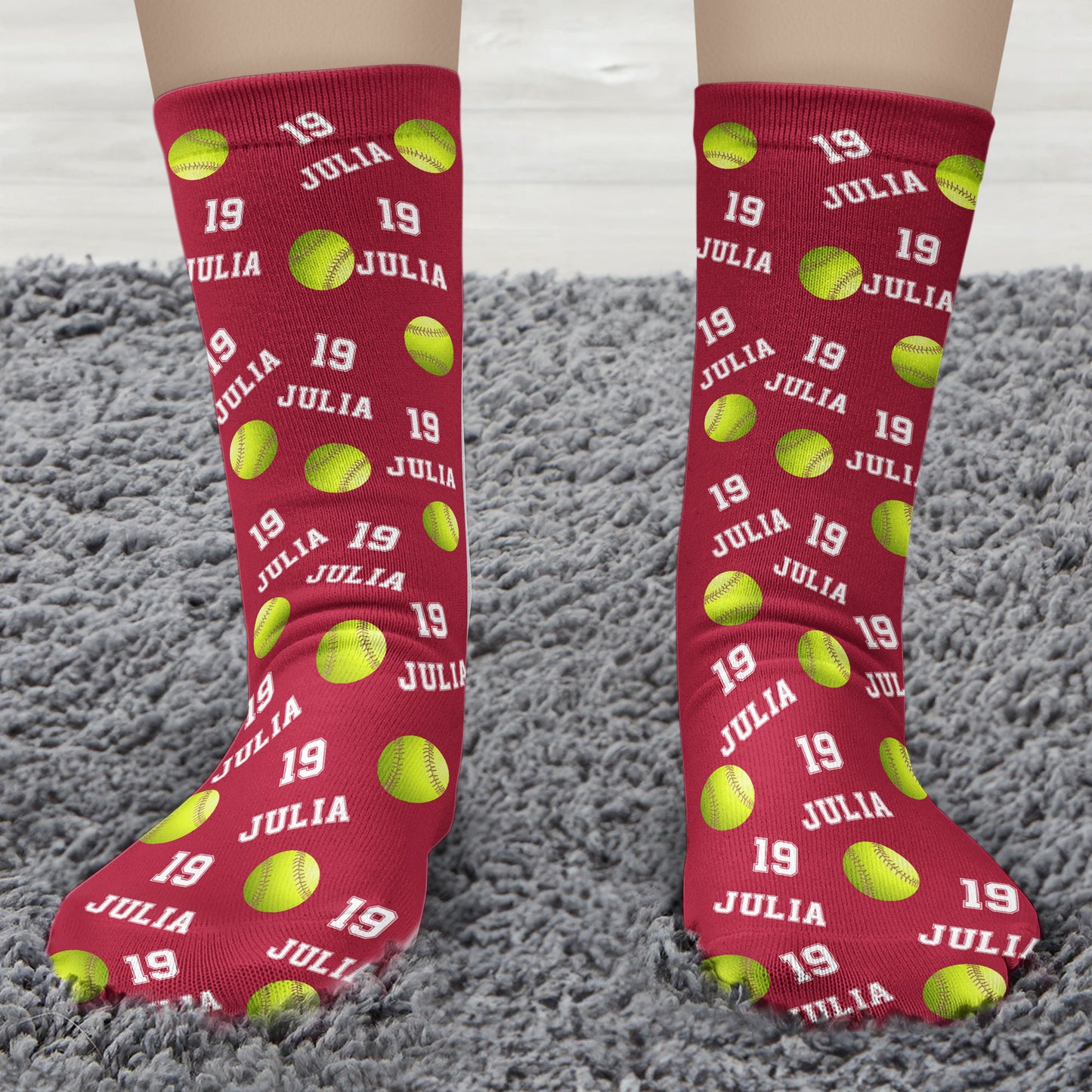 Softball Custom Name, Number - Personalized Crew Socks