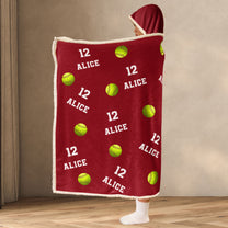 Softball Custom Name, Number - Personalized Wearable Blanket Hoodie