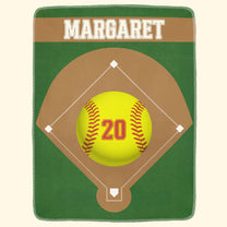 Softball Field Custom Name And Number - Personalized Blanket