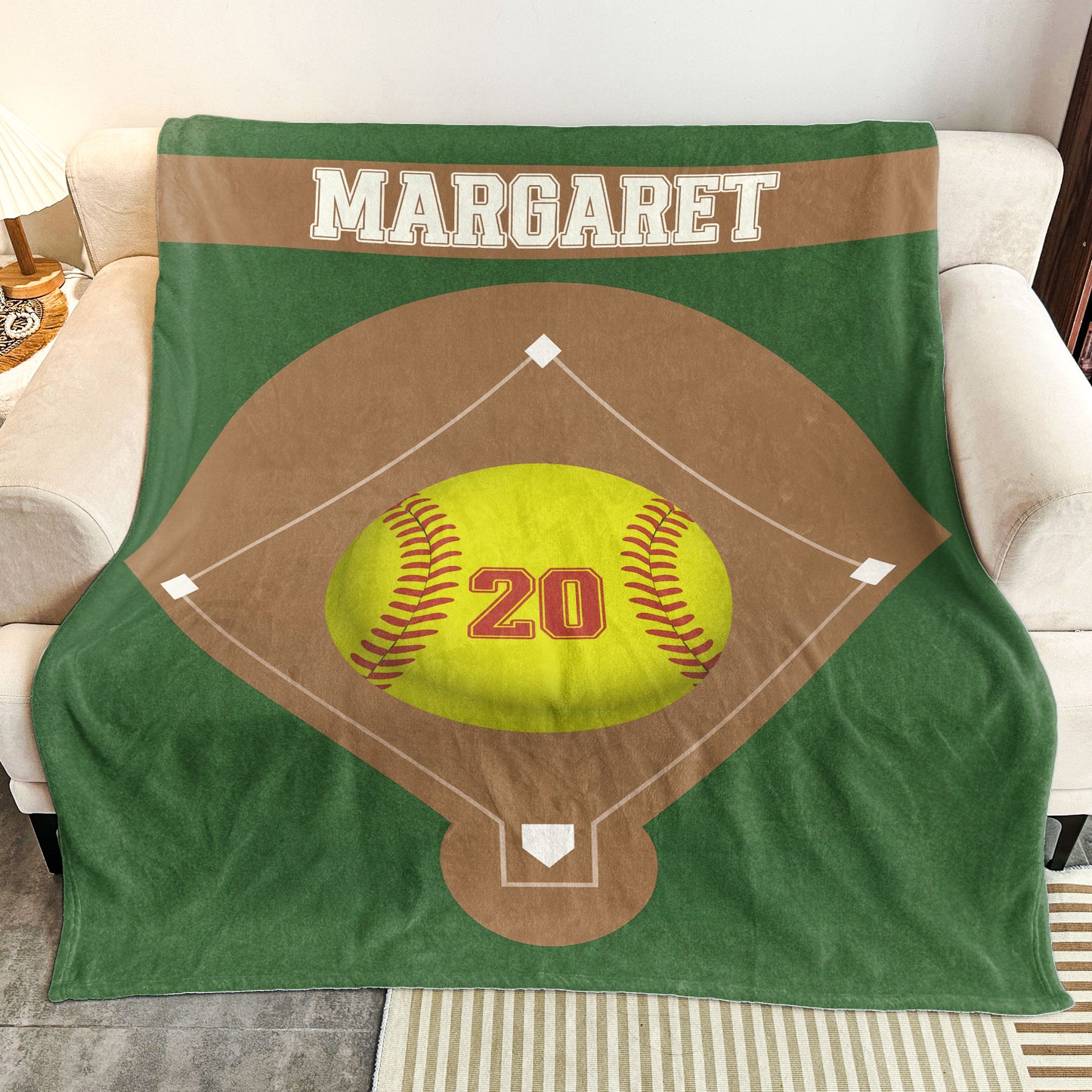 Softball Field Custom Name And Number - Personalized Blanket