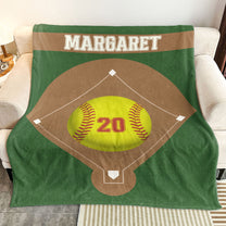 Softball Field Custom Name And Number - Personalized Blanket