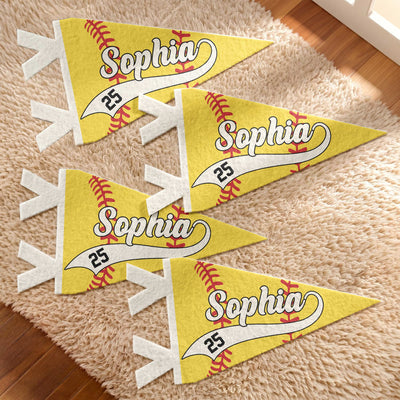 Softball Player Custom Name And Number - Personalized Pennant