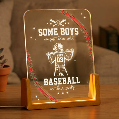 Some Boys Are Just Born With Baseball In Their Souls - Personalized Night Light