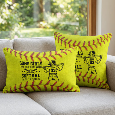 Some Girl Are Just Born With Softball In Their Souls - Personalized Pillow Cover