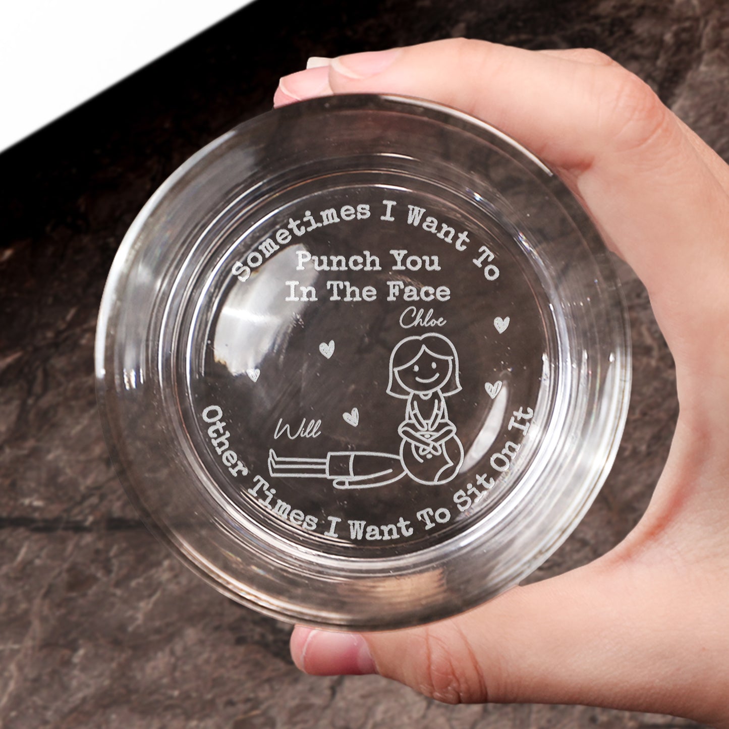 Sometimes I Want To Punch You In The Face Or Sit On It - Personalized Engraved Whiskey Glass