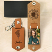 Sometimes You Forget You're Awesome So This Is Your Reminder Birthday Flower - Personalized Leather Photo Keychain