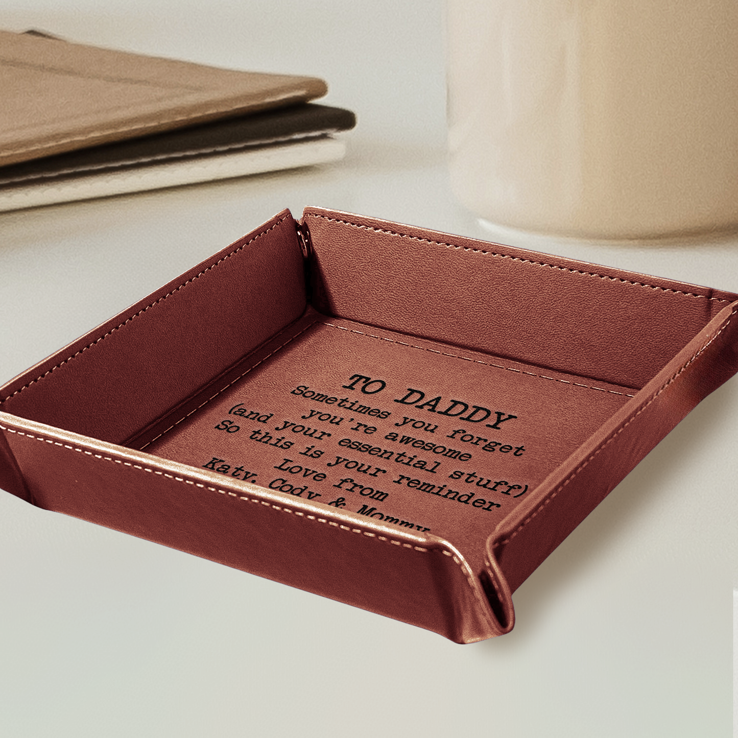 Sometimes You Forget You're Awesome - Personalized Leather Valet Tray