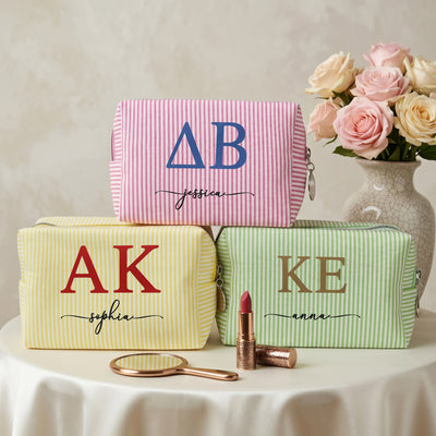 Sorority Greek Letters Monogram - Personalized Makeup Bag