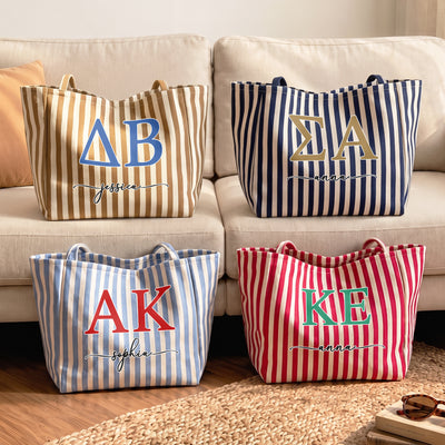 Sorority Greek Letters Monogram - Personalized Tote Bag