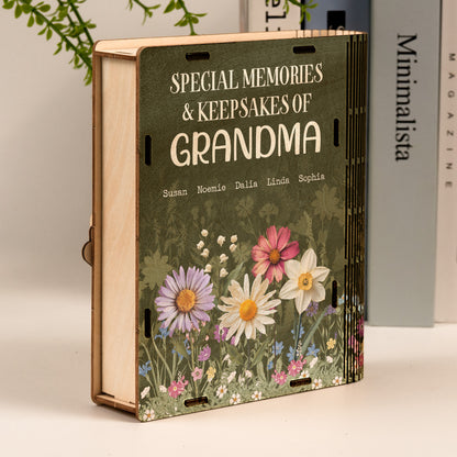 Special Memories & Keepsakes Of Grandma - Personalized Wooden Book Box