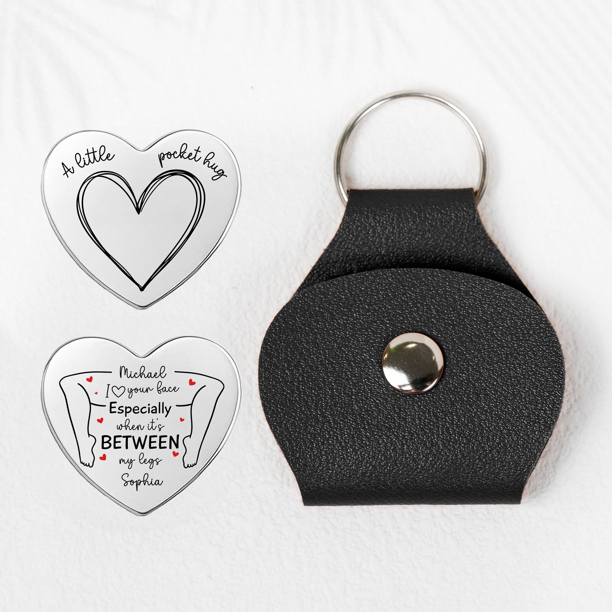 Spicy Pocket Hug For Him - I Love Your Face Especially When It's Between My Legs - Personalized Leather Pocket Hug