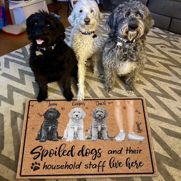 Spoiled Dogs And Their Staff - Personalized Doormat
