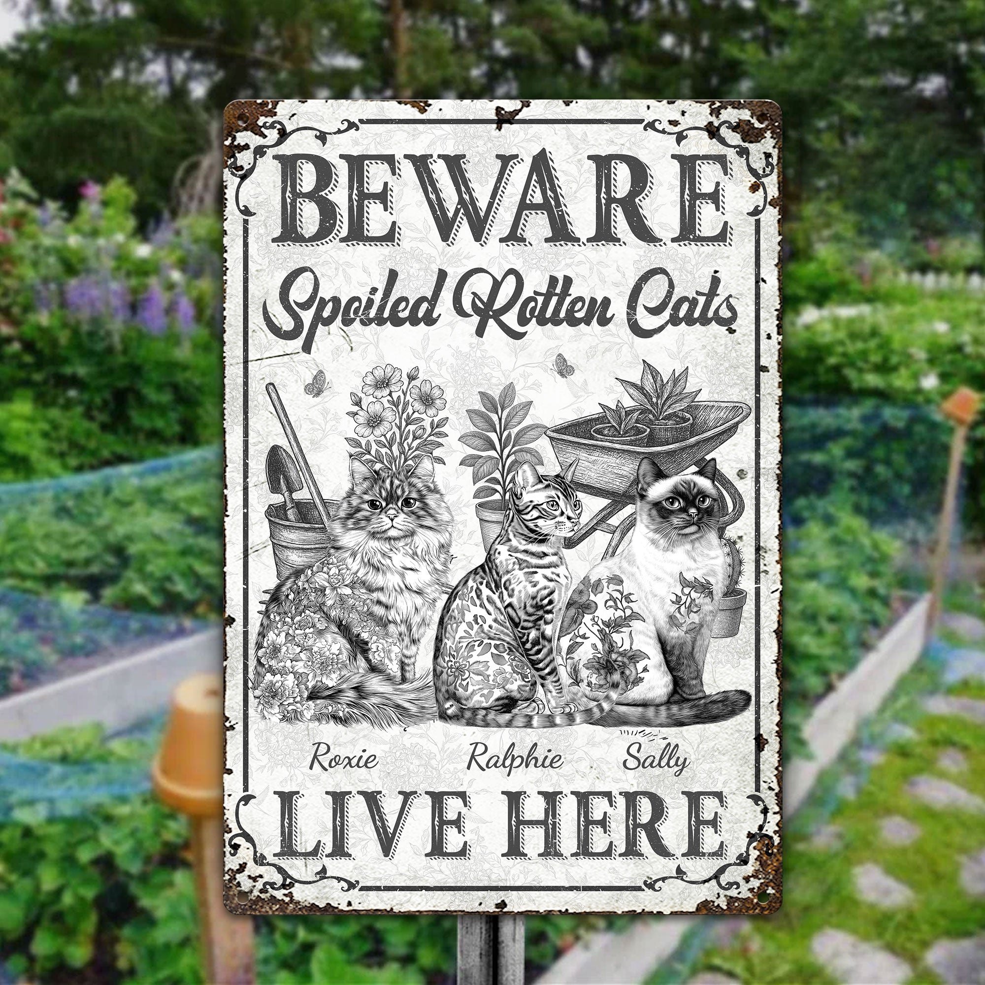 Spoiled Rotten Cats - Personalized Metal Sign