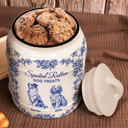 Spoiled Rotten Dog Treats Floral Toile De Jouy Chinoiserie - Personalized Cookie Jar
