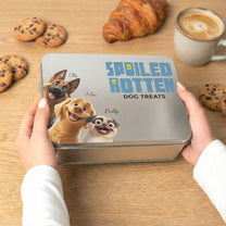 Spoiled Rotten Dog Treats Peeking Pets - Personalized Cookie Tin Box