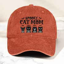 Spooky Cat Mom Halloween Skeleton Cat - Personalized Distressed Denim Cap