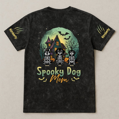 Spooky Dog Mom/Dog Dad - Trick Or Treat Halloween - Personalized Acid Wash T‑Shirt