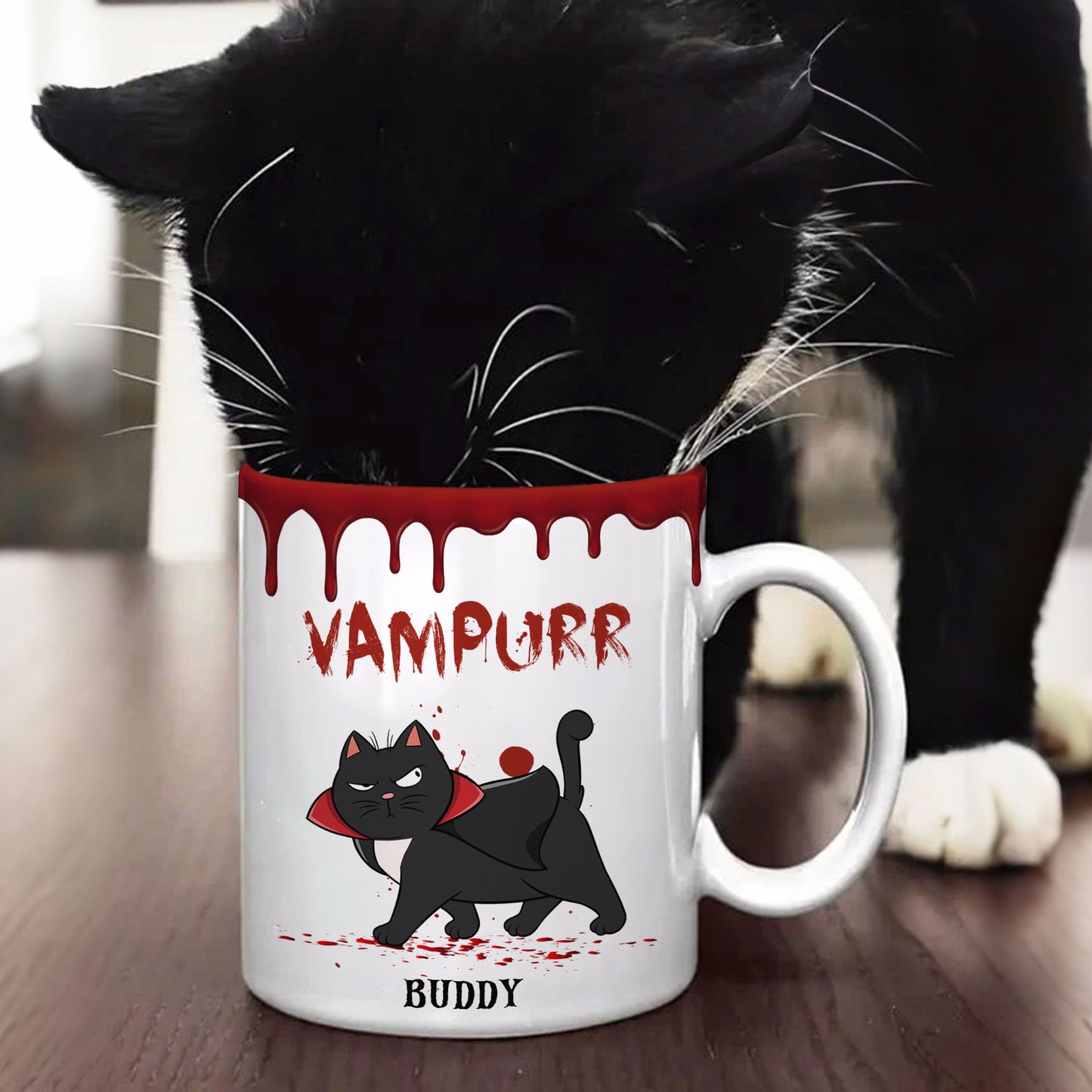 Spooky Fluffy Cat - Personalized Mug