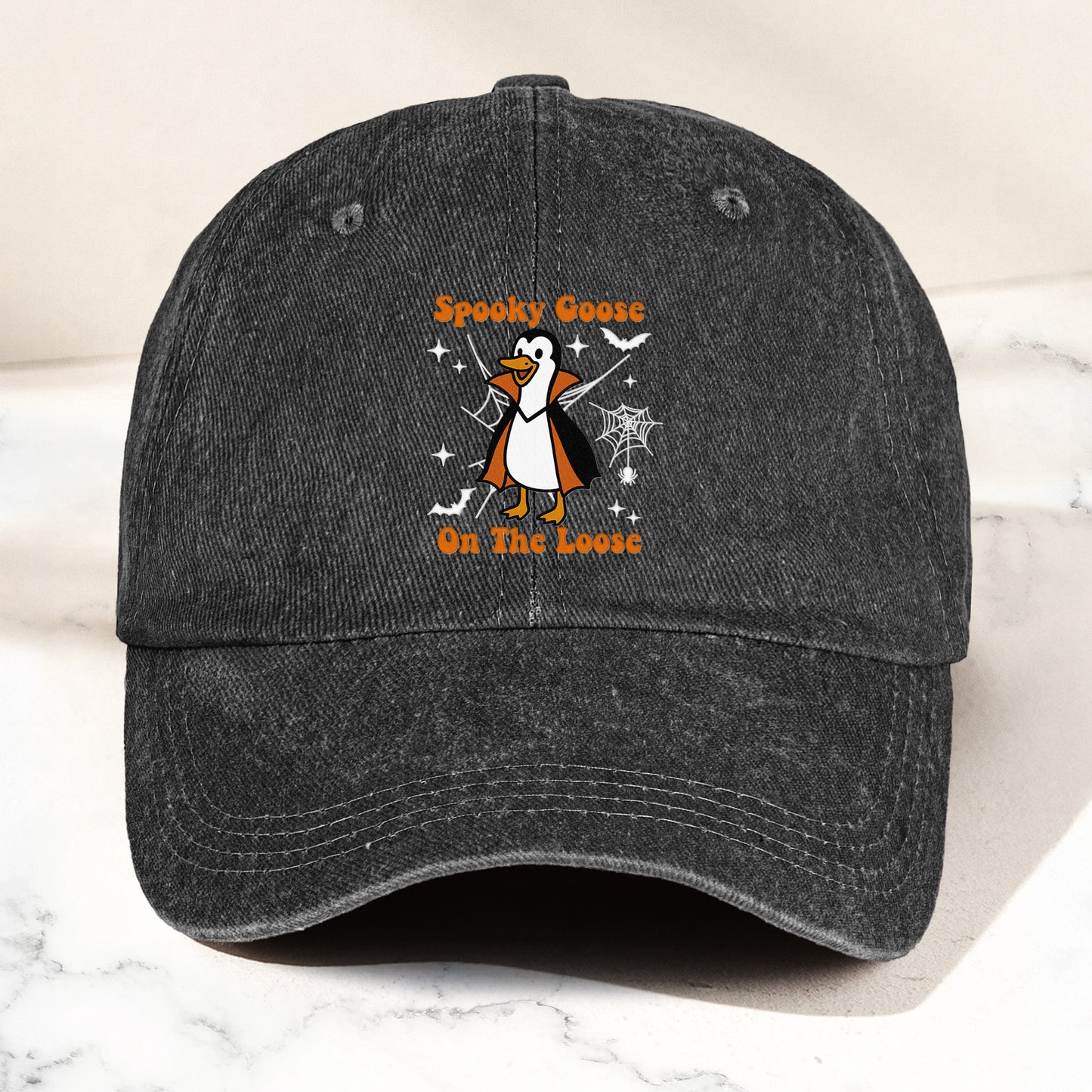 Spooky Goose On The Loose - Personalized Distressed Denim Cap
