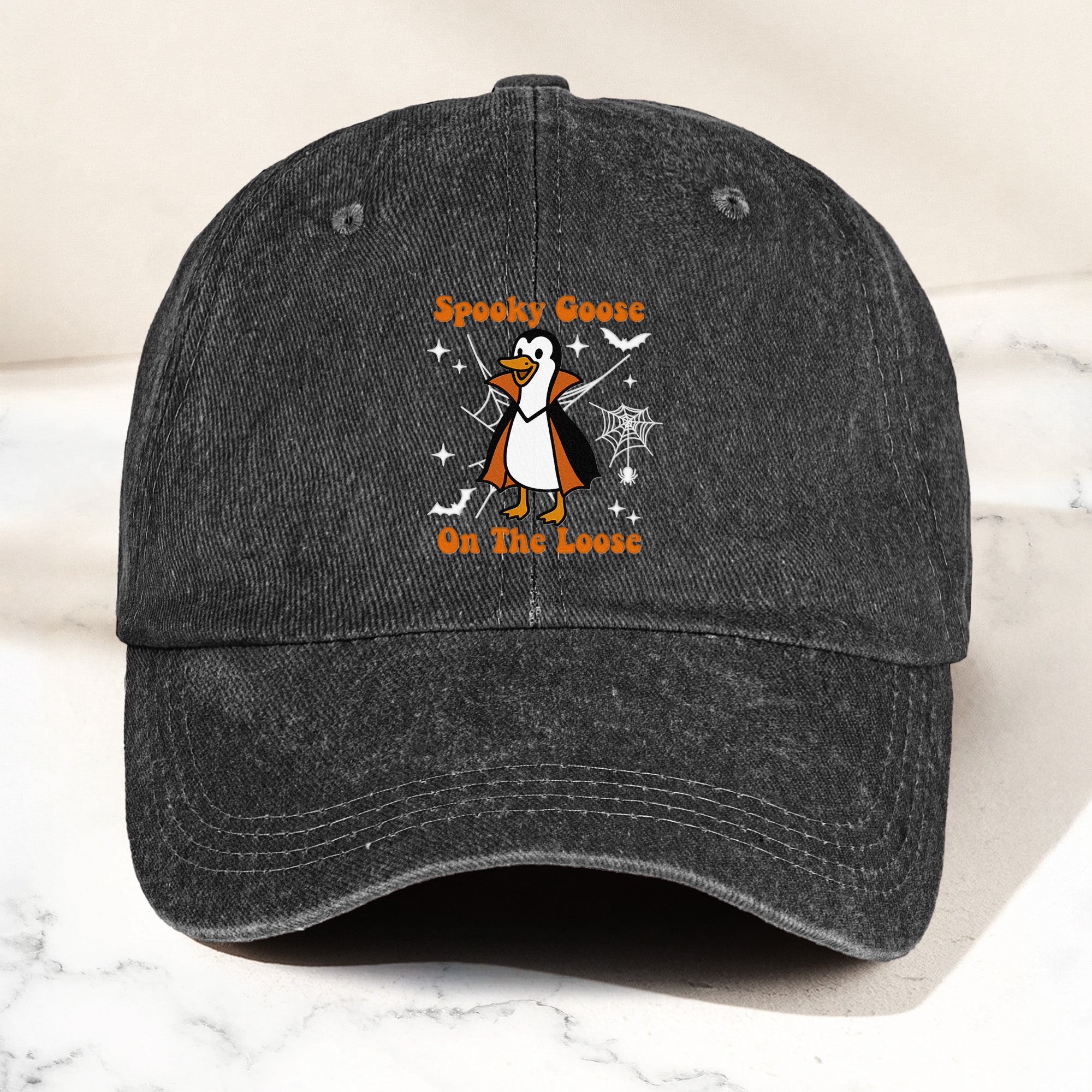 Spooky Goose On The Loose - Personalized Distressed Denim Cap