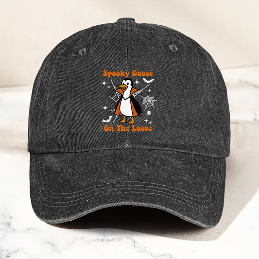 Spooky Goose On The Loose - Personalized Distressed Denim Cap