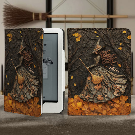 Spooky Witch Art Print - Personalized Kindle Paperwhite Case With Stand