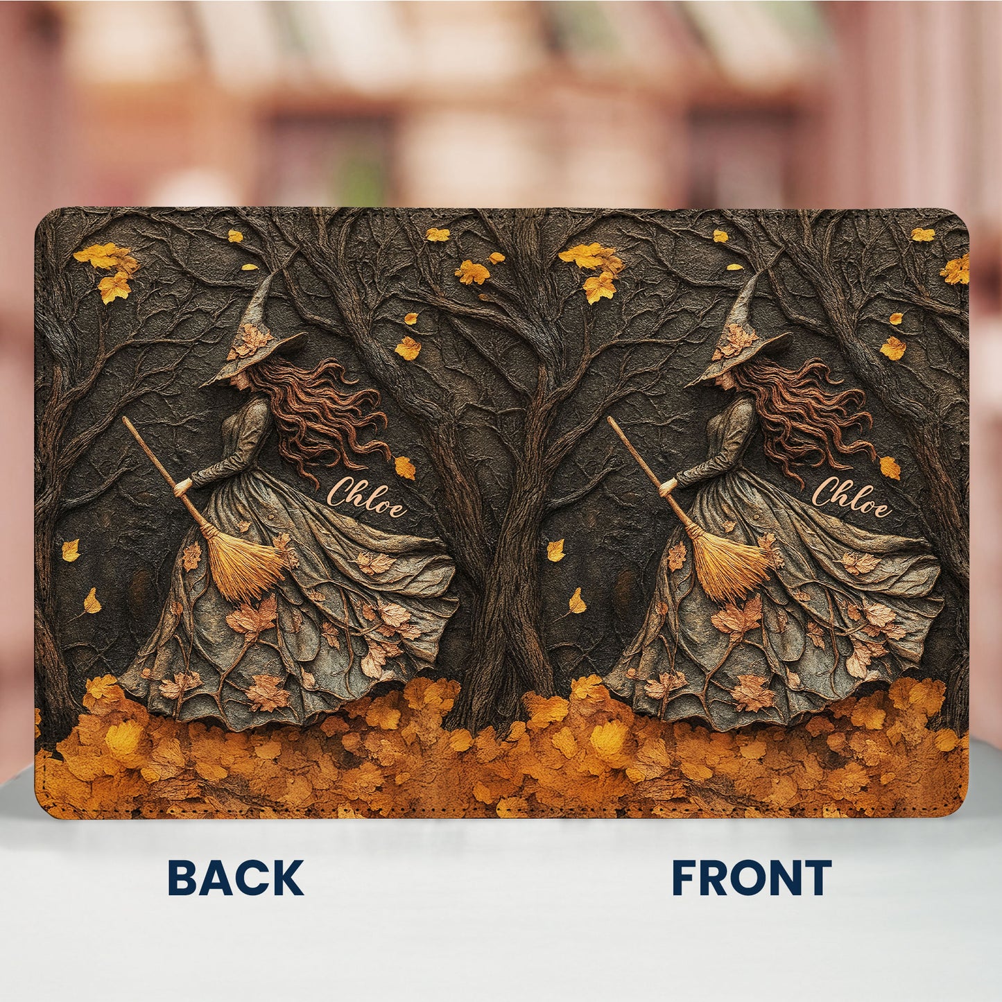 Spooky Witch Art Print - Personalized Kindle Paperwhite Case With Stand