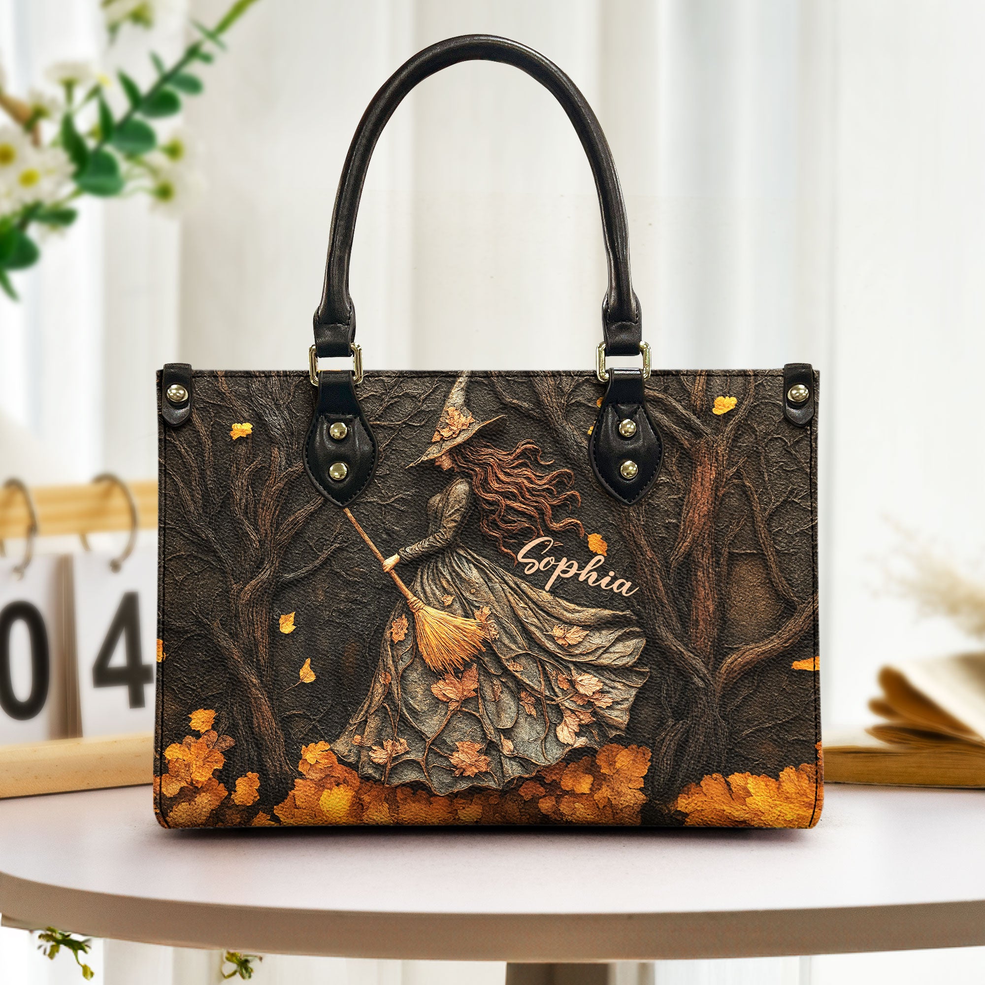 Spooky Witch Art Print - Personalized Leather Bag