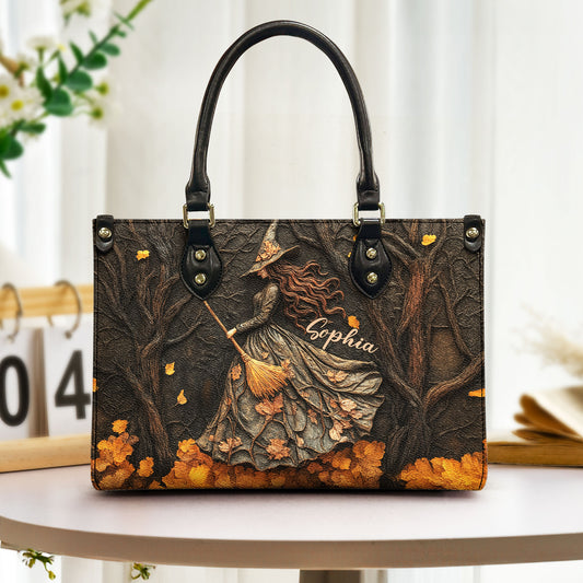 Spooky Witch Art Print - Personalized Leather Bag