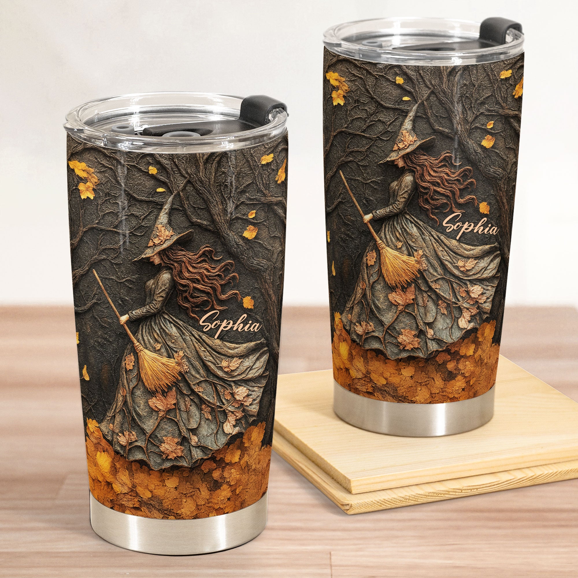 Spooky Witch Art Print - Personalized Tumbler Cup