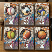 Sport Gifts For Players, Coaching, Team - Basketball, Baseball, Football, Soccer - Personalized Hardcover Journal