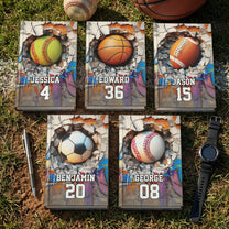 Sport Gifts For Players, Coaching, Team - Basketball, Baseball, Football, Soccer - Personalized Hardcover Journal