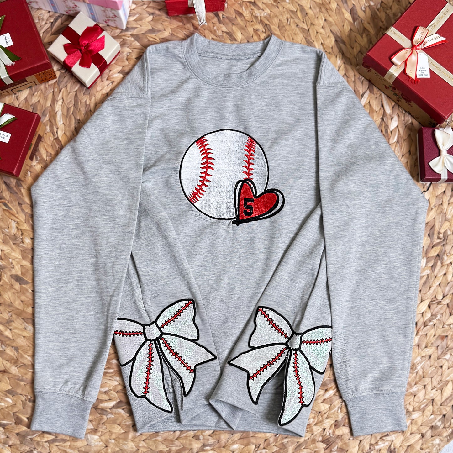 Sport Lover, Baseball, Basketball, Football Mom - Personalized Side Bow Embroidered Sweatshirt