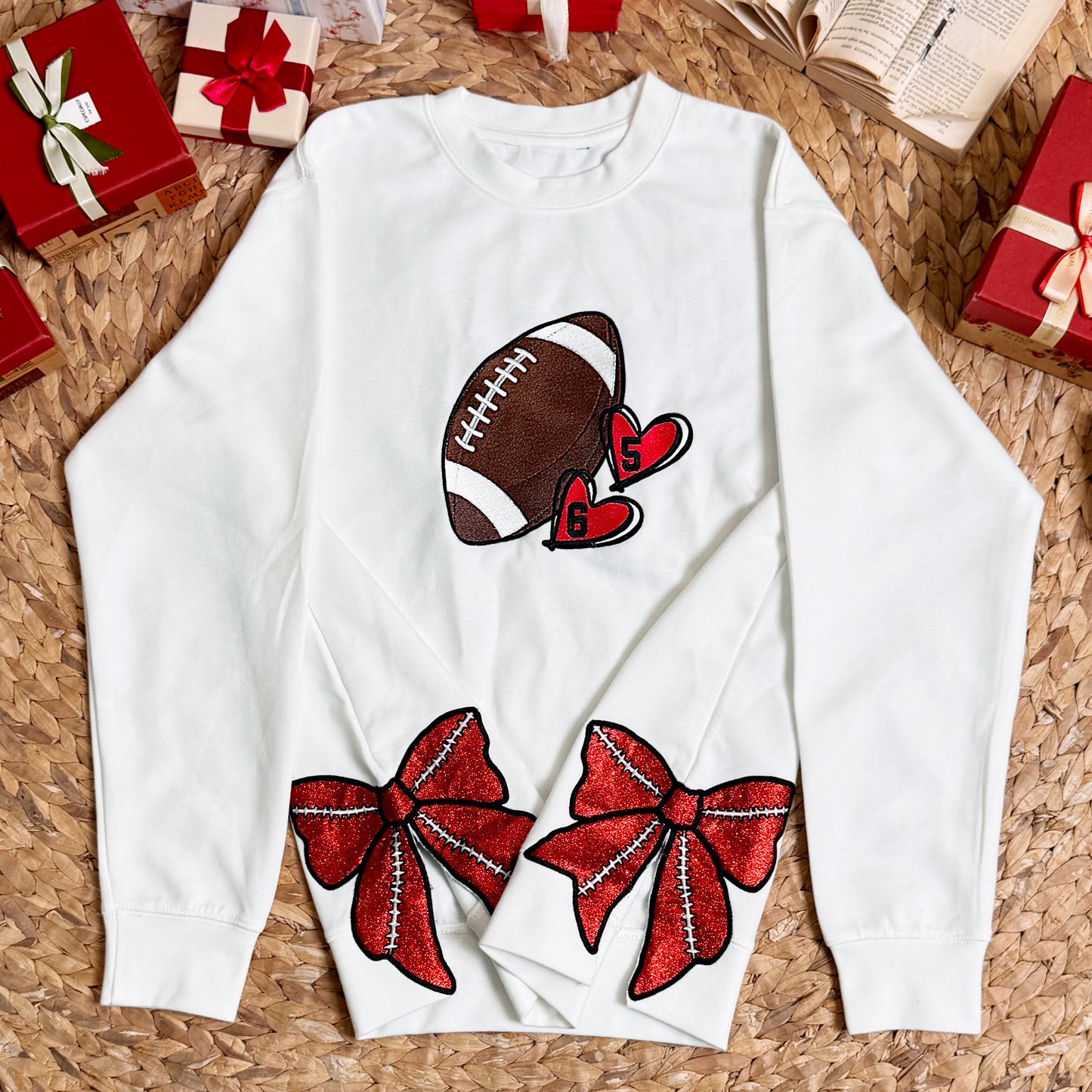 Sport Lover, Baseball, Basketball, Football Mom - Personalized Side Bow Embroidered Sweatshirt