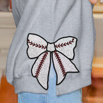 Sport Lover, Baseball, Basketball, Football Mom - Personalized Side Bow Embroidered Sweatshirt