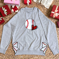 Sport Lover, Baseball, Basketball, Football Mom - Personalized Side Bow Embroidered Sweatshirt
