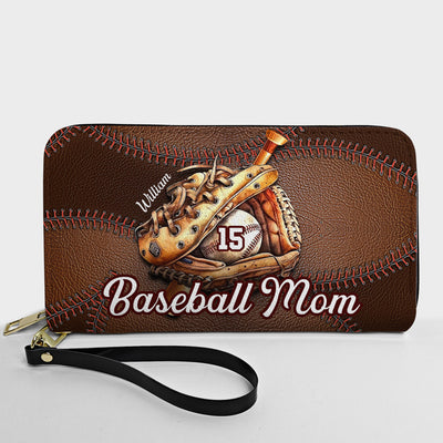 Sport Mom Baseball Softball Lovers - Personalized Leather Long Wallet