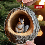 Squirrel Ornament - 2D Flat Ornament - Squirrel Christmas Decoration - Personalized Acrylic Ornament