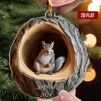 Squirrel Ornament - 2D Flat Ornament - Squirrel Christmas Decoration - Personalized Acrylic Ornament