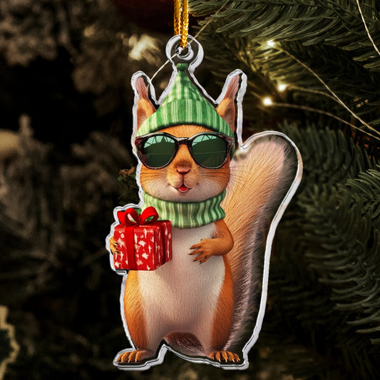 Squirrel Ornament - Squirrel Christmas Decoration - Personalized Acrylic Ornament