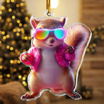 Squirrel Ornament - Squirrel Christmas Decoration - Personalized Acrylic Ornament