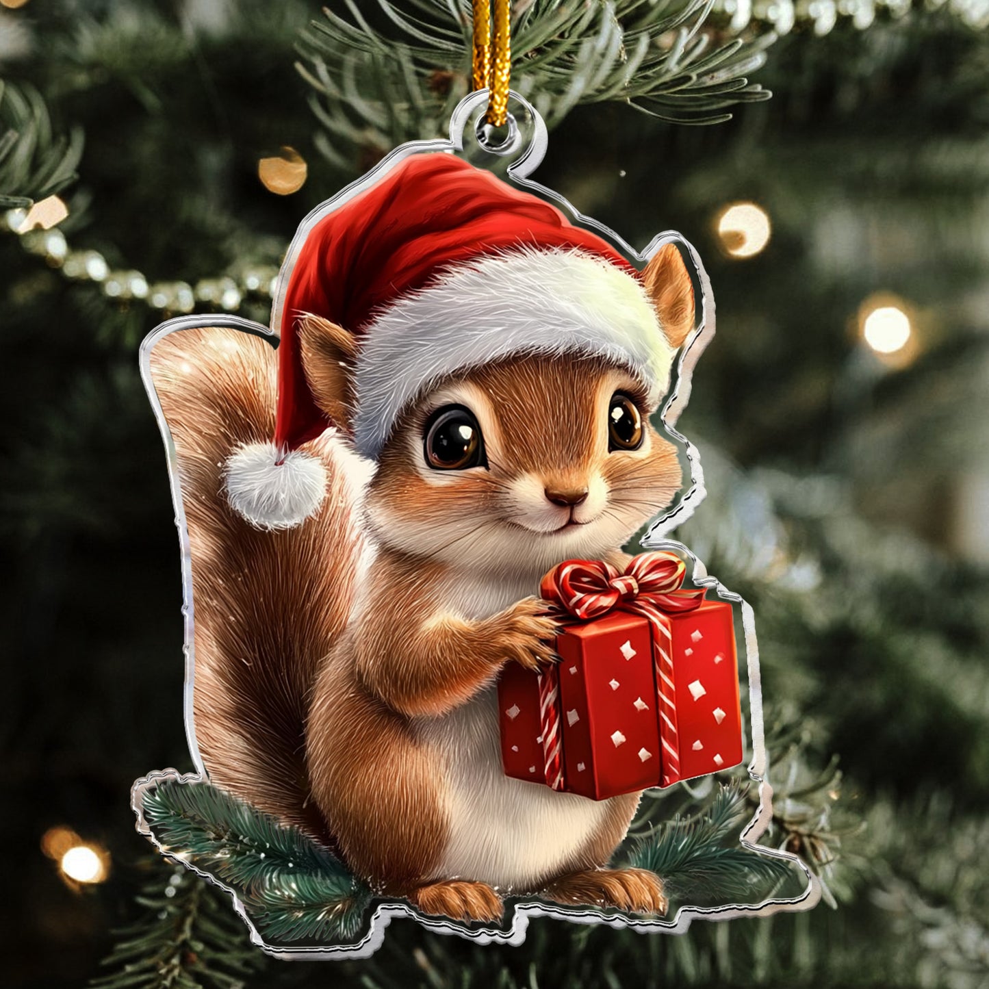 Squirrel Ornament - Squirrel Christmas Decoration - Personalized Acrylic Ornament