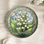 Stained Glass Style Custom Birth Month Flowers - Personalized Jewelry Dish