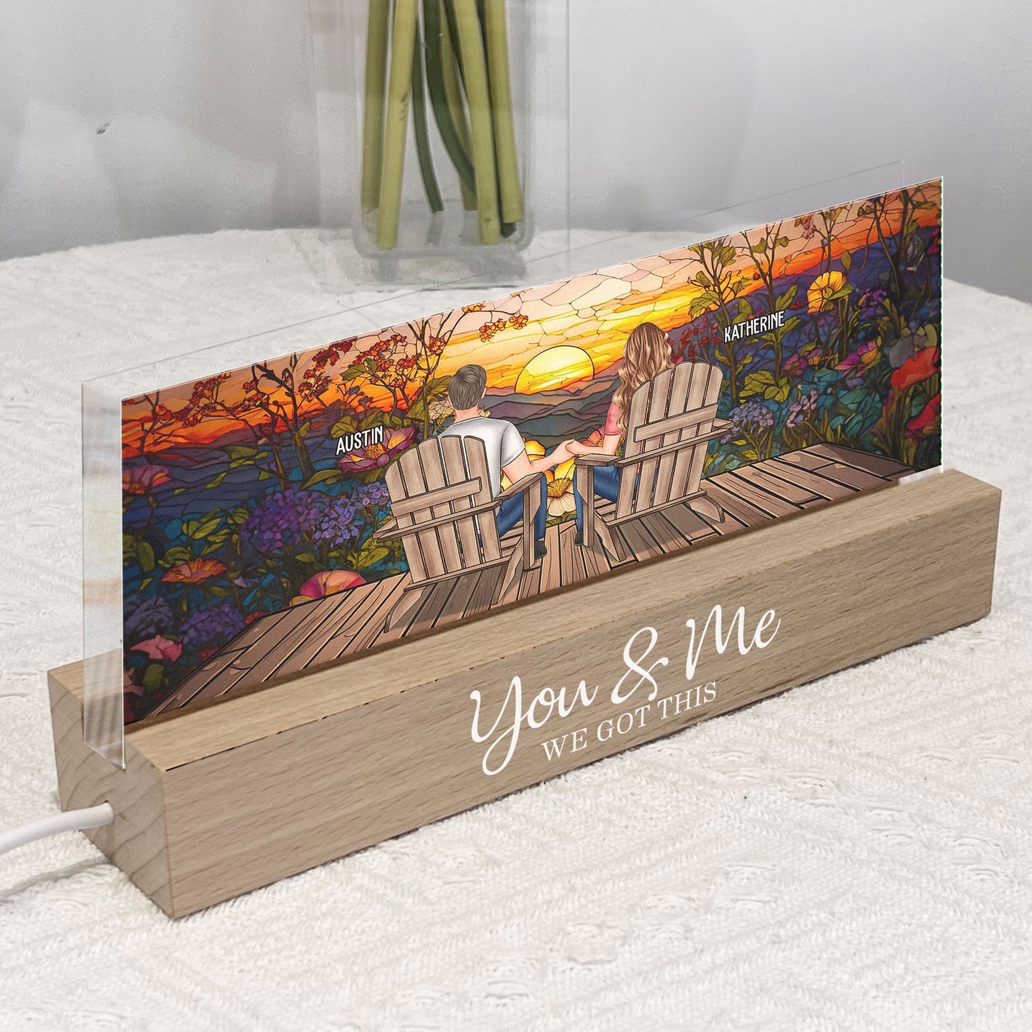 Stained Glass Style You & Me We Got This - Personalized LED Night Light