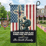 Stand For The Flag Kneel For The Cross 250 Years Of Freedom - Personalized Flag