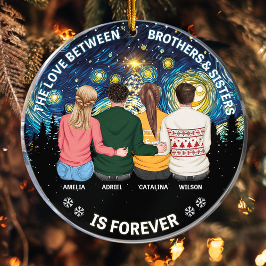 Starry Night Family Sitting Together - Personalized Acrylic Ornament