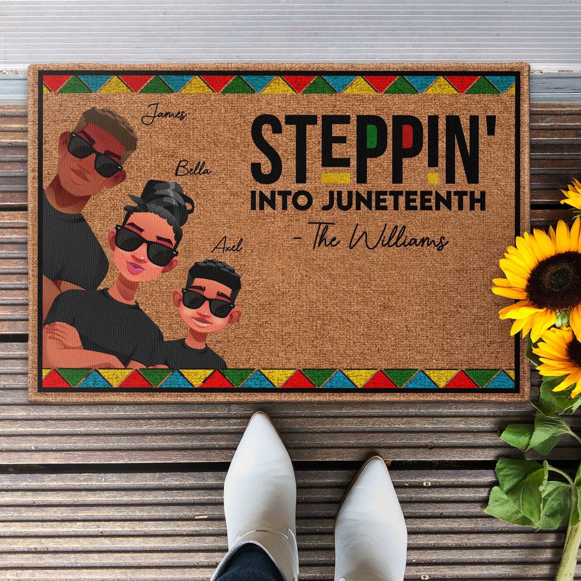 Steppin' Into Juneteenth - Personalized Doormat