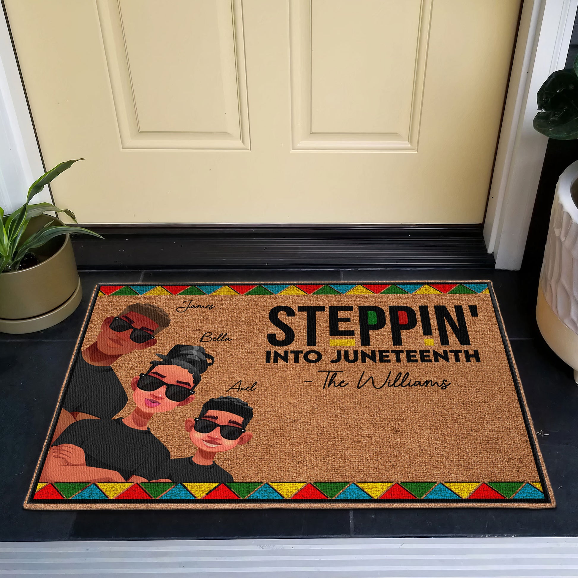 Steppin' Into Juneteenth - Personalized Doormat