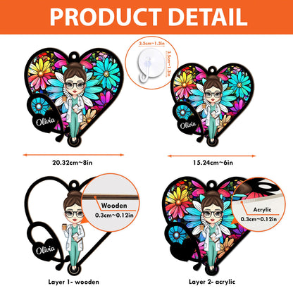 Stethoscope Nurse - Personalized Window Hanging Suncatcher Ornament